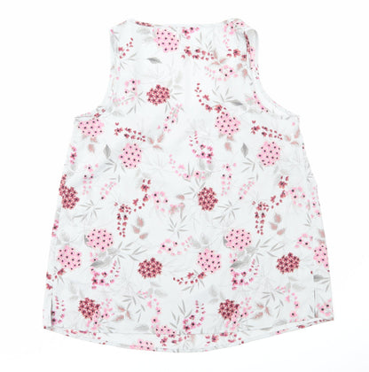 Anthology Womens Grey Floral Polyester Basic Tank Size 10 Scoop Neck