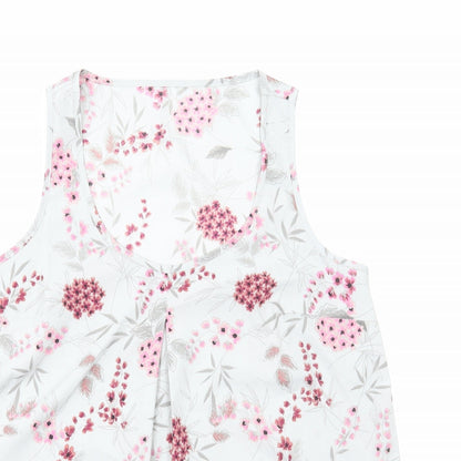 Anthology Womens Grey Floral Polyester Basic Tank Size 10 Scoop Neck