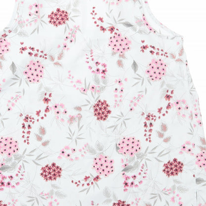 Anthology Womens Grey Floral Polyester Basic Tank Size 10 Scoop Neck