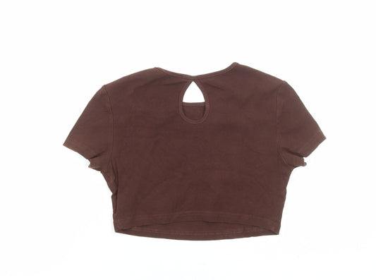 SheIn Womens Brown Viscose Basic T-Shirt Size XS Round Neck - Honey