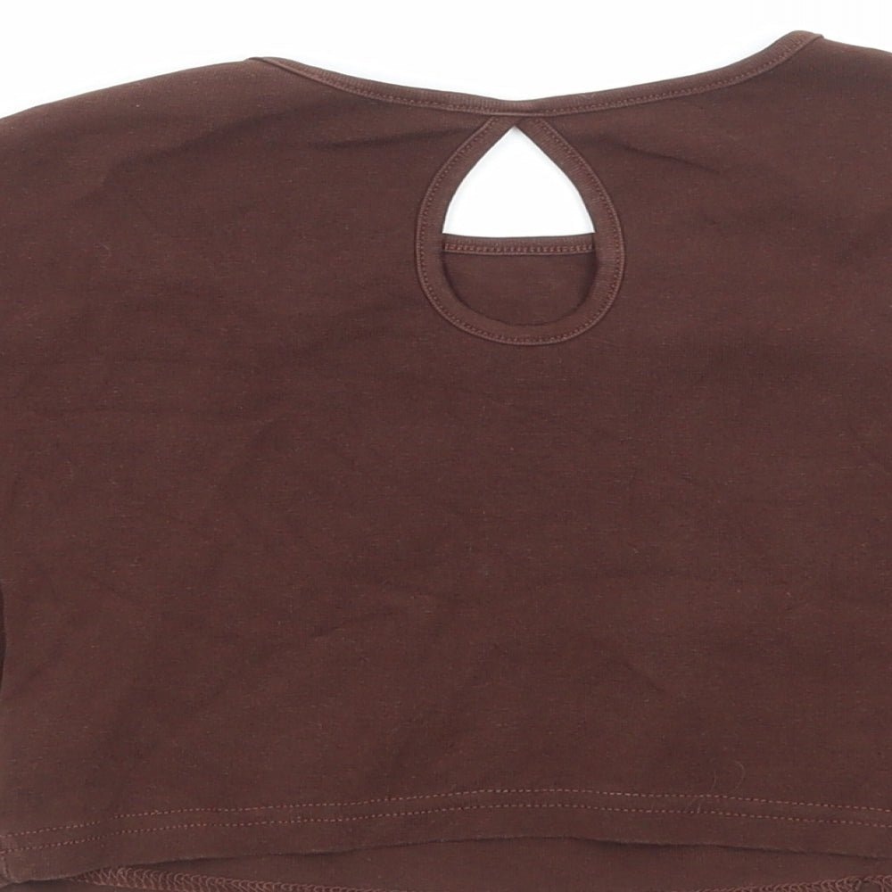 SheIn Womens Brown Viscose Basic T-Shirt Size XS Round Neck - Honey