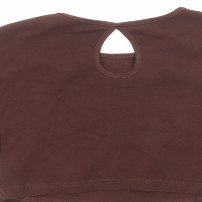 SheIn Womens Brown Viscose Basic T-Shirt Size XS Round Neck - Honey