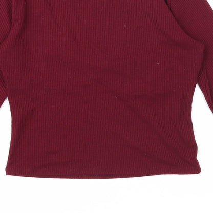 FOREVER 21 Womens Purple Cotton Basic T-Shirt Size L V-Neck - Knot Detail