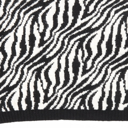 Stradviarius Womens Black Round Neck Animal Print Acrylic Pullover Jumper Size S - Zebra print