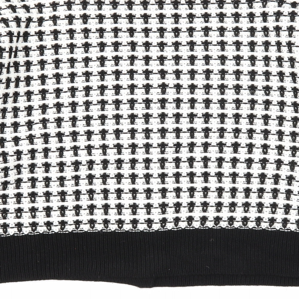 Primark Womens White V-Neck Geometric Acrylic Cardigan Jumper Size 14