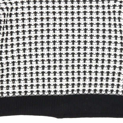 Primark Womens White V-Neck Geometric Acrylic Cardigan Jumper Size 14