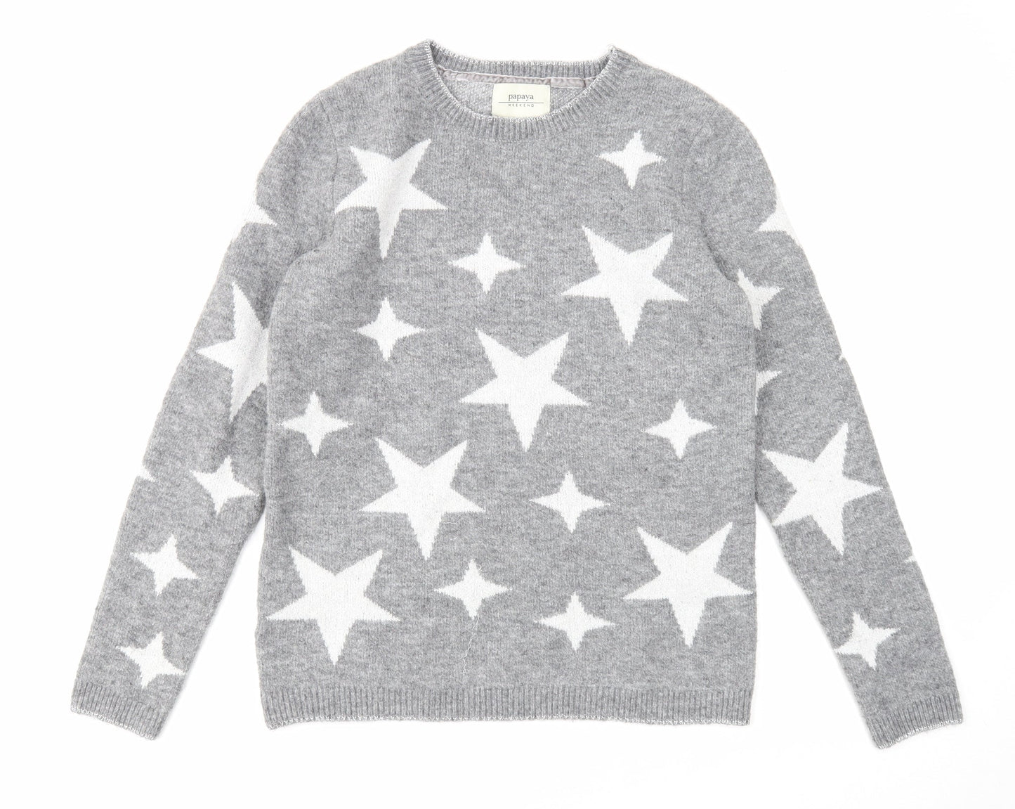Womens UK Size S Papaya Grey Pullover Jumper
