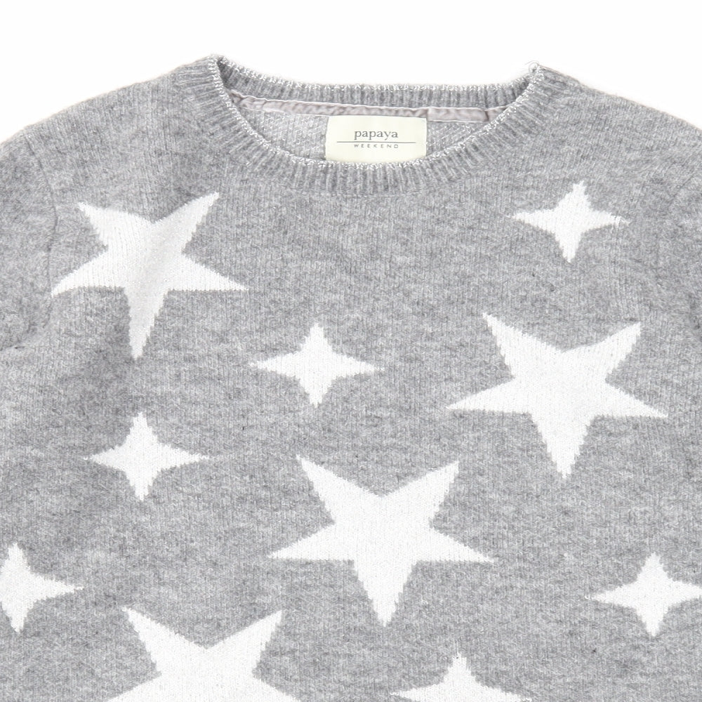 Womens UK Size S Papaya Grey Pullover Jumper