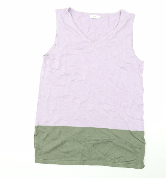 Cotton Traders Womens Multicoloured Viscose Basic Tank Size 14 V-Neck