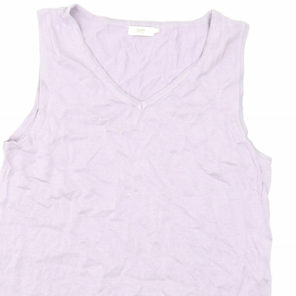 Cotton Traders Womens Multicoloured Viscose Basic Tank Size 14 V-Neck