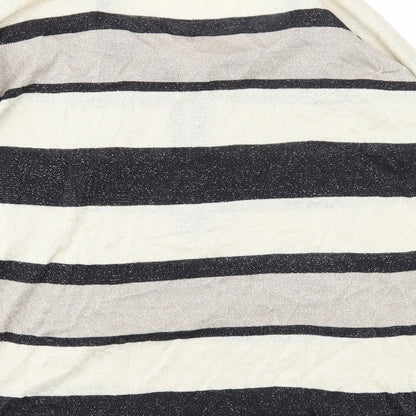 Blue Vanilla Womens Beige Round Neck Striped Viscose Pullover Jumper Size S