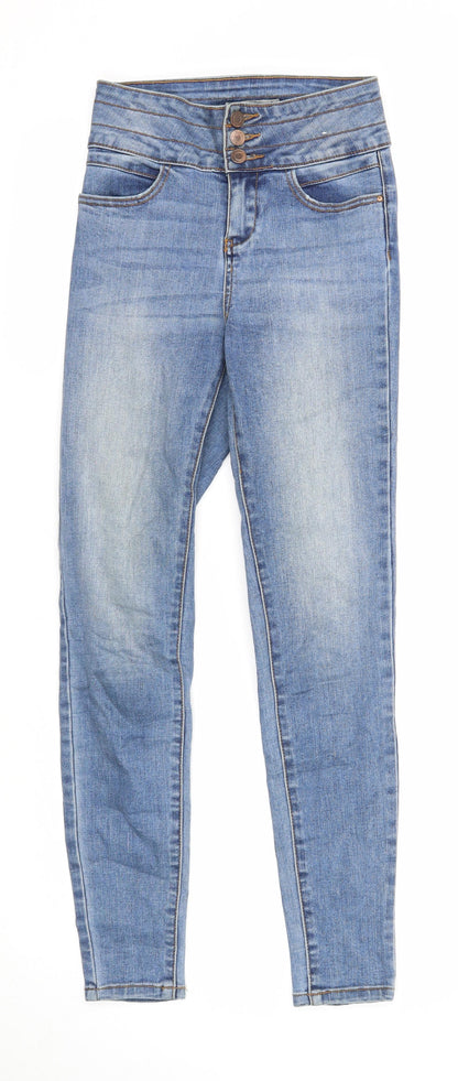 Denim & Co. Womens Blue Cotton Skinny Jeans Size 6 Regular Zip