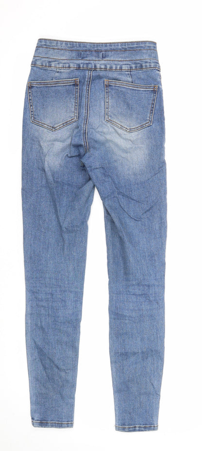 Denim & Co. Womens Blue Cotton Skinny Jeans Size 6 Regular Zip