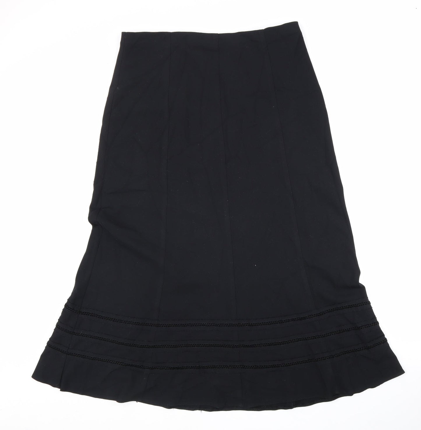 Marks and Spencer Womens Black Polyester Swing Skirt Size 14 Hook & Loop