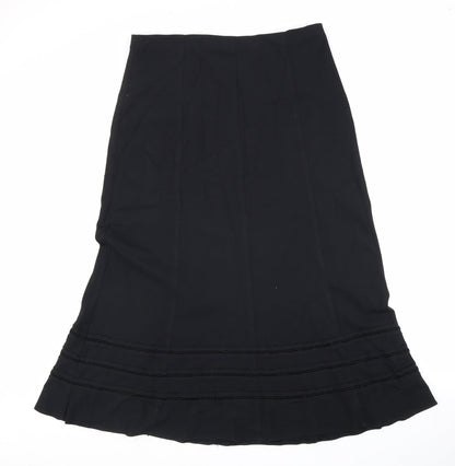 Marks and Spencer Womens Black Polyester Swing Skirt Size 14 Hook & Loop