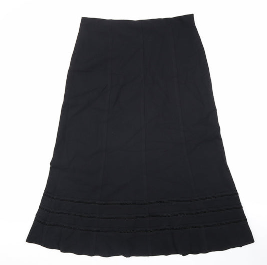 Marks and Spencer Womens Black Polyester Swing Skirt Size 14 Hook & Loop