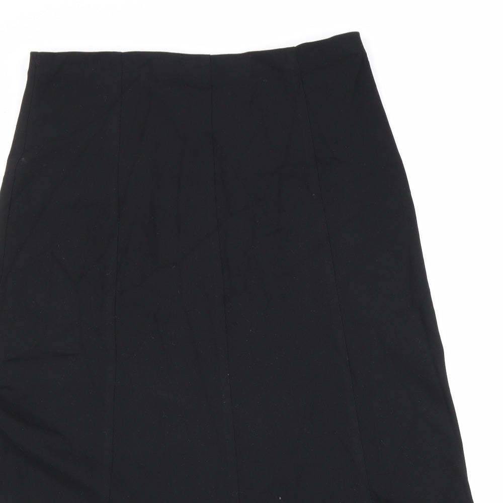 Marks and Spencer Womens Black Polyester Swing Skirt Size 14 Hook & Loop