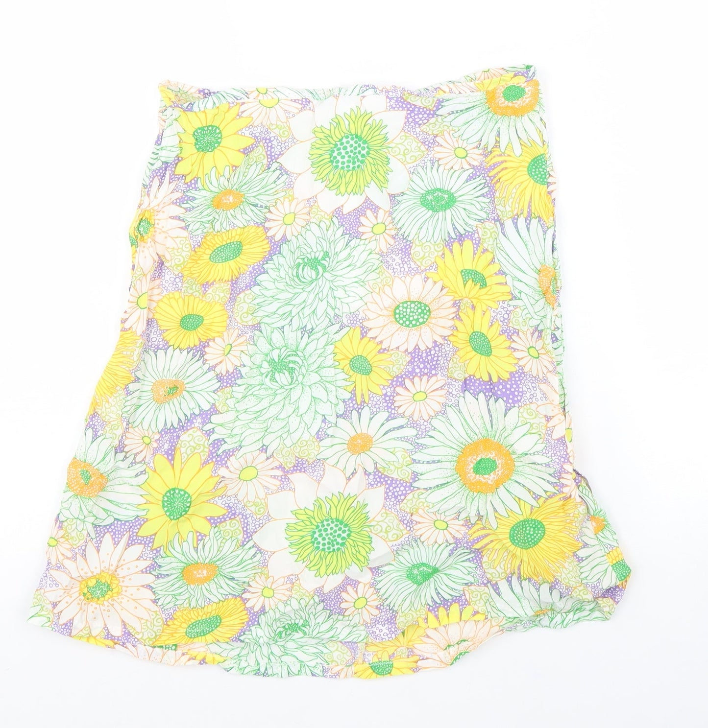 H&M Womens Multicoloured Floral Viscose Swing Skirt Size 6 Zip