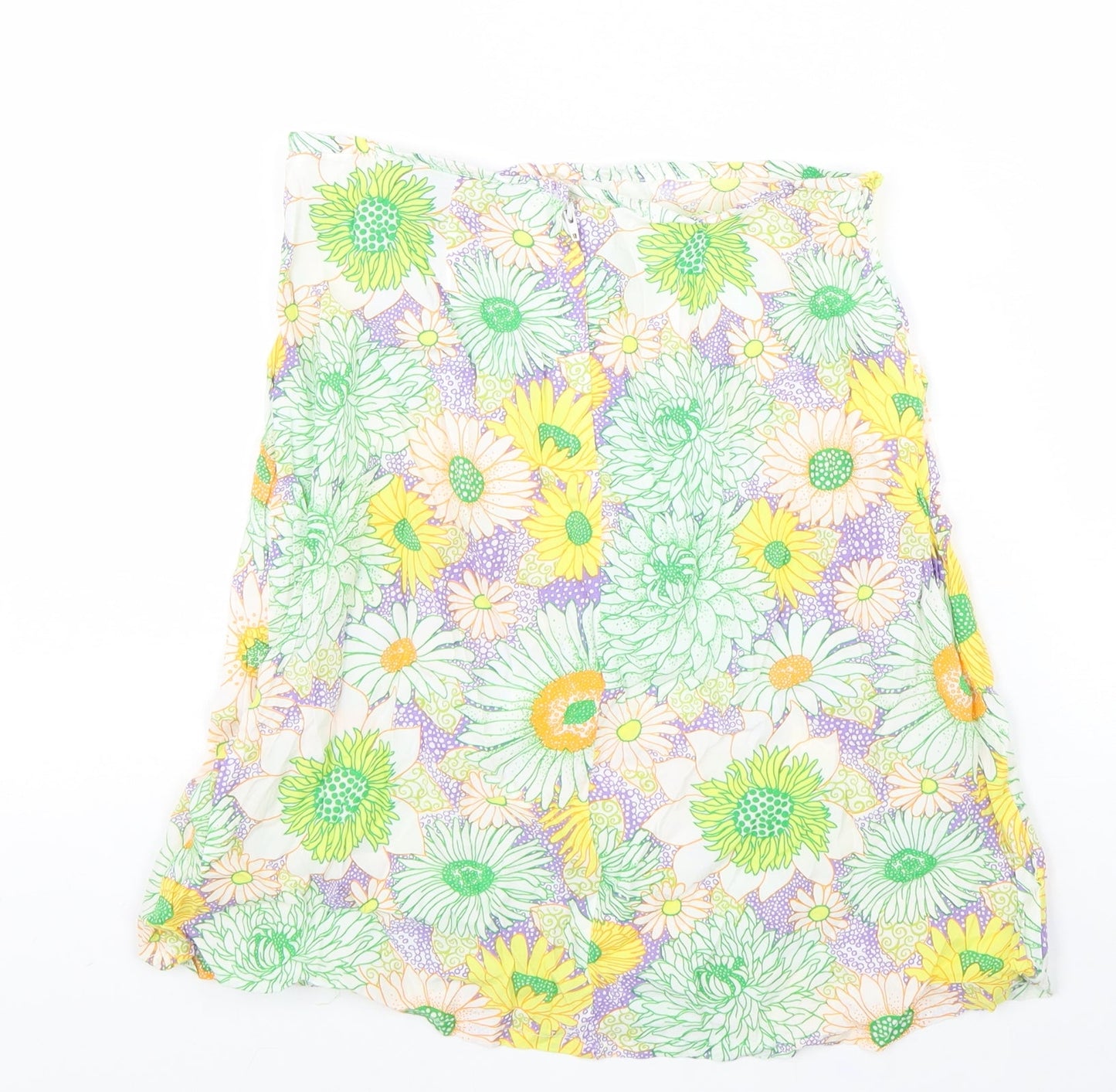 H&M Womens Multicoloured Floral Viscose Swing Skirt Size 6 Zip