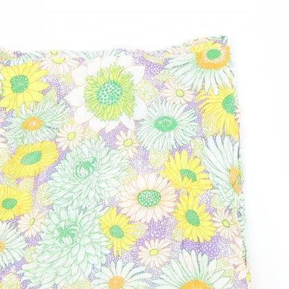 H&M Womens Multicoloured Floral Viscose Swing Skirt Size 6 Zip