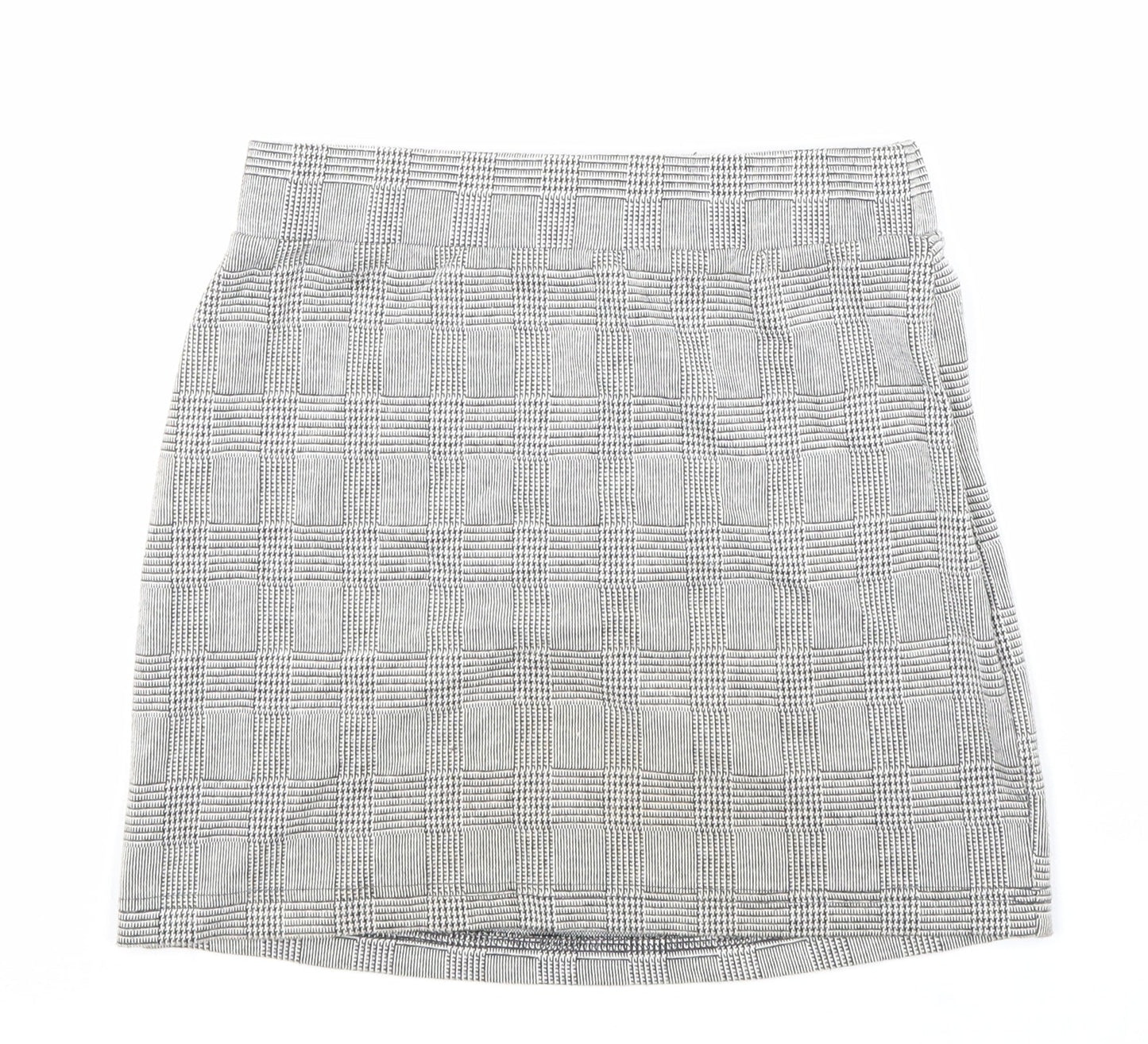 New Look Girls Grey Geometric Polyester A-Line Skirt Size 12-13 Years Regular Zip