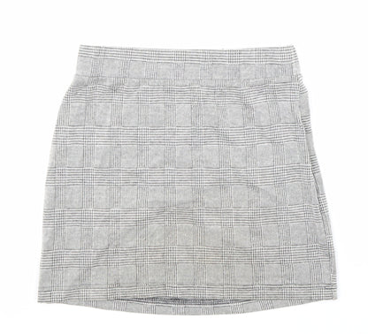New Look Girls Grey Geometric Polyester A-Line Skirt Size 12-13 Years Regular Zip