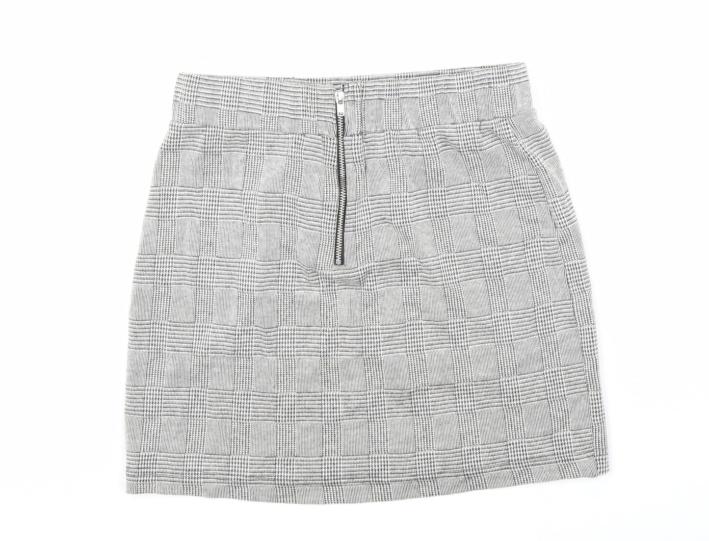 New Look Girls Grey Geometric Polyester A-Line Skirt Size 12-13 Years Regular Zip