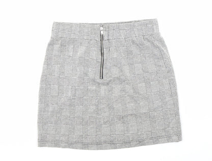 New Look Girls Grey Geometric Polyester A-Line Skirt Size 12-13 Years Regular Zip