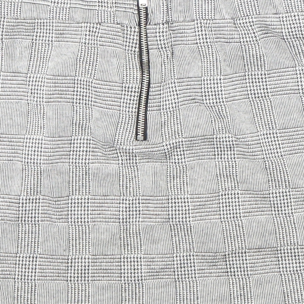 New Look Girls Grey Geometric Polyester A-Line Skirt Size 12-13 Years Regular Zip