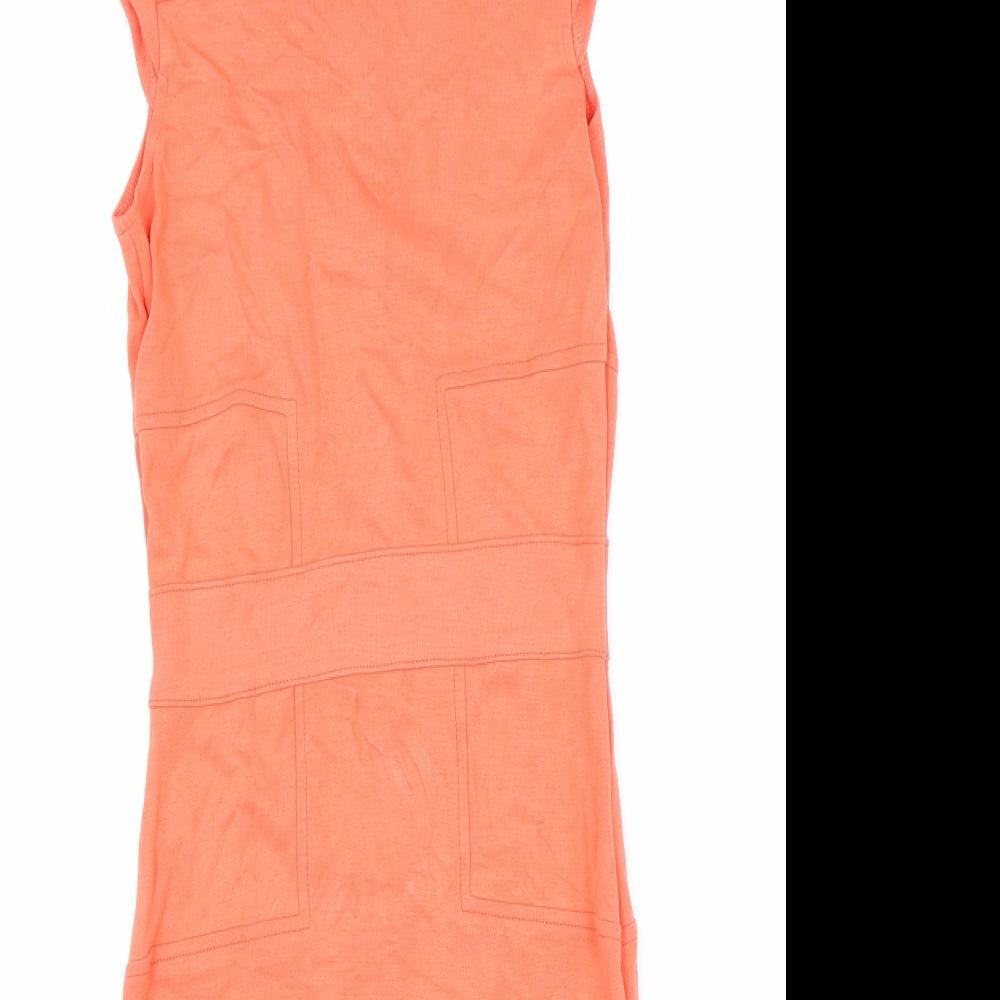 French Connection Womens Orange Polyester Bodycon Size 10 Boat Neck Zip