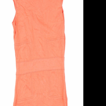 French Connection Womens Orange Polyester Bodycon Size 10 Boat Neck Zip