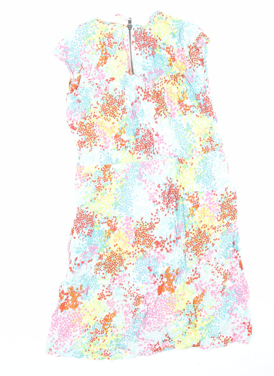 John Lewis Womens Multicoloured Geometric Viscose Shift Size 12 Round Neck Zip