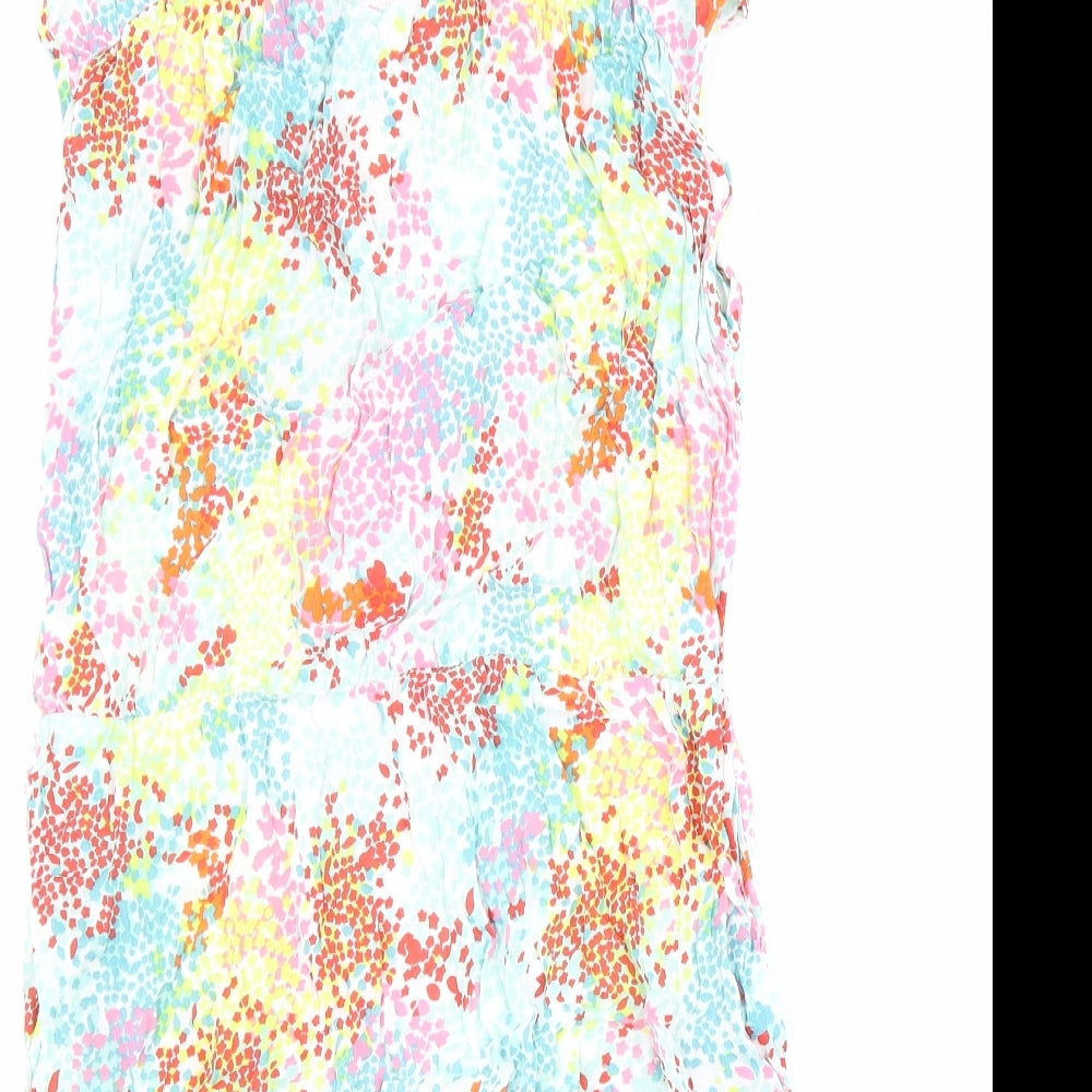 John Lewis Womens Multicoloured Geometric Viscose Shift Size 12 Round Neck Zip