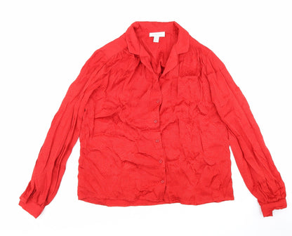 Womens UK Size 8 Topshop Red Basic Button-Up