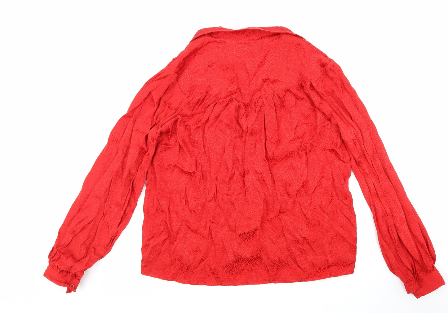 Womens UK Size 8 Topshop Red Basic Button-Up