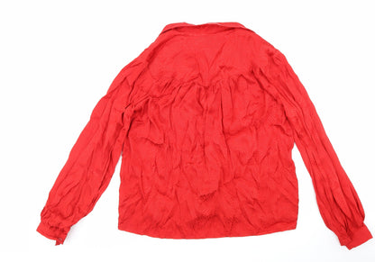 Womens UK Size 8 Topshop Red Basic Button-Up