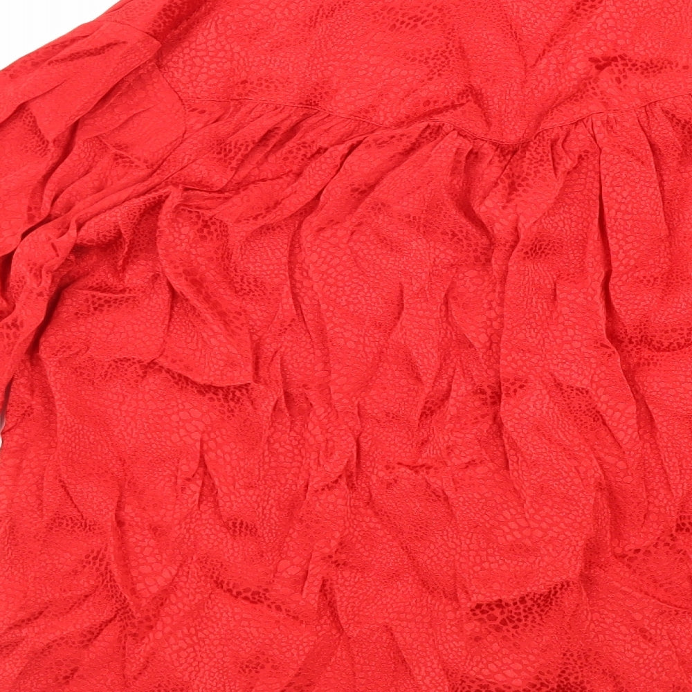 Womens UK Size 8 Topshop Red Basic Button-Up
