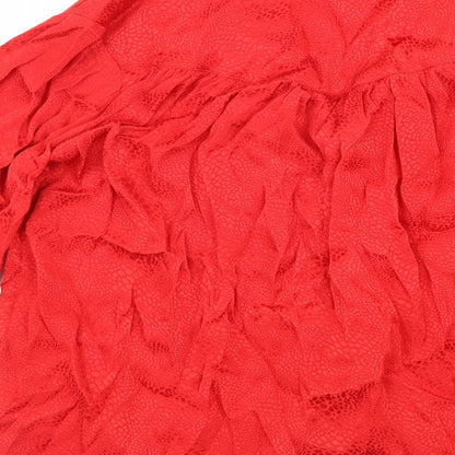 Womens UK Size 8 Topshop Red Basic Button-Up