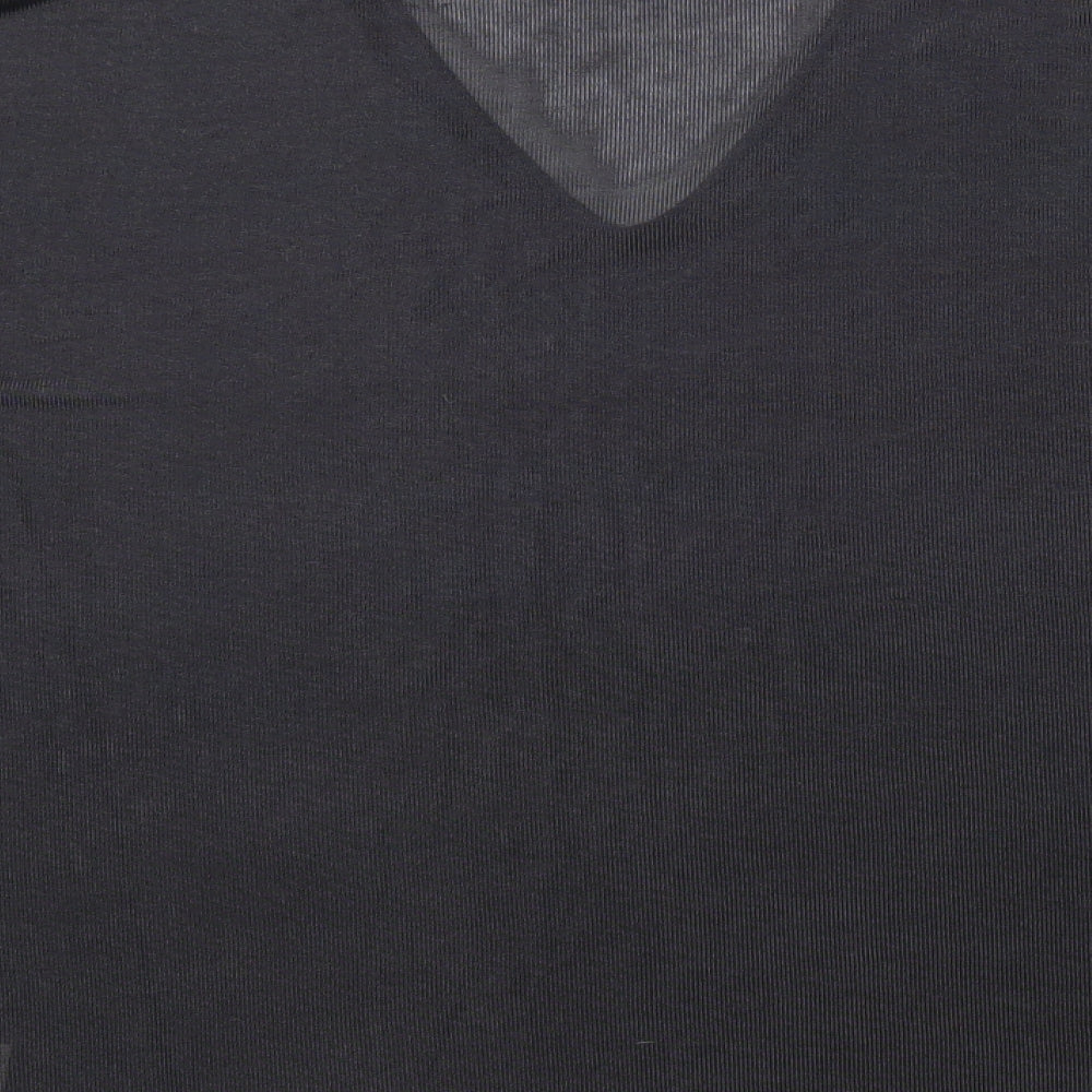 Papaya Womens Black Polyester Basic T-Shirt Size 12 V-Neck