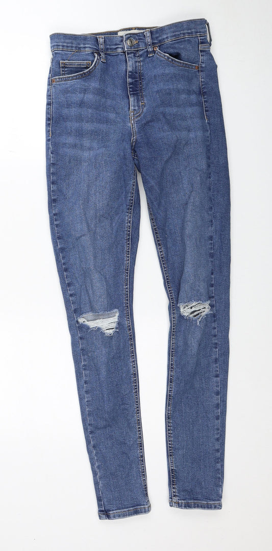 Topshop Womens Blue Cotton Skinny Jeans Size 28 in L32 in Regular Zip
