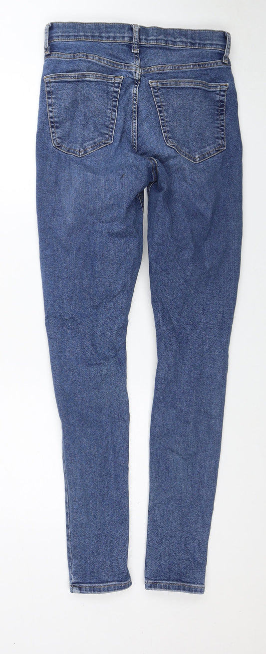 Topshop Womens Blue Cotton Skinny Jeans Size 28 in L32 in Regular Zip