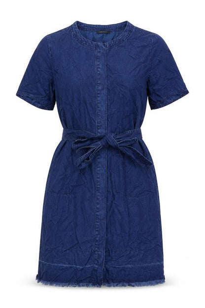 IKKS Womens Blue Lyocell A-Line Size 10 Round Neck Snap