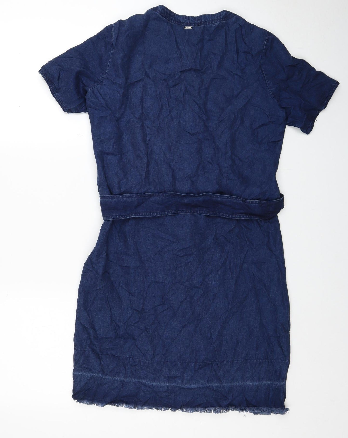 IKKS Womens Blue Lyocell A-Line Size 10 Round Neck Snap