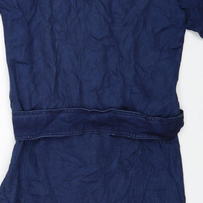 IKKS Womens Blue Lyocell A-Line Size 10 Round Neck Snap