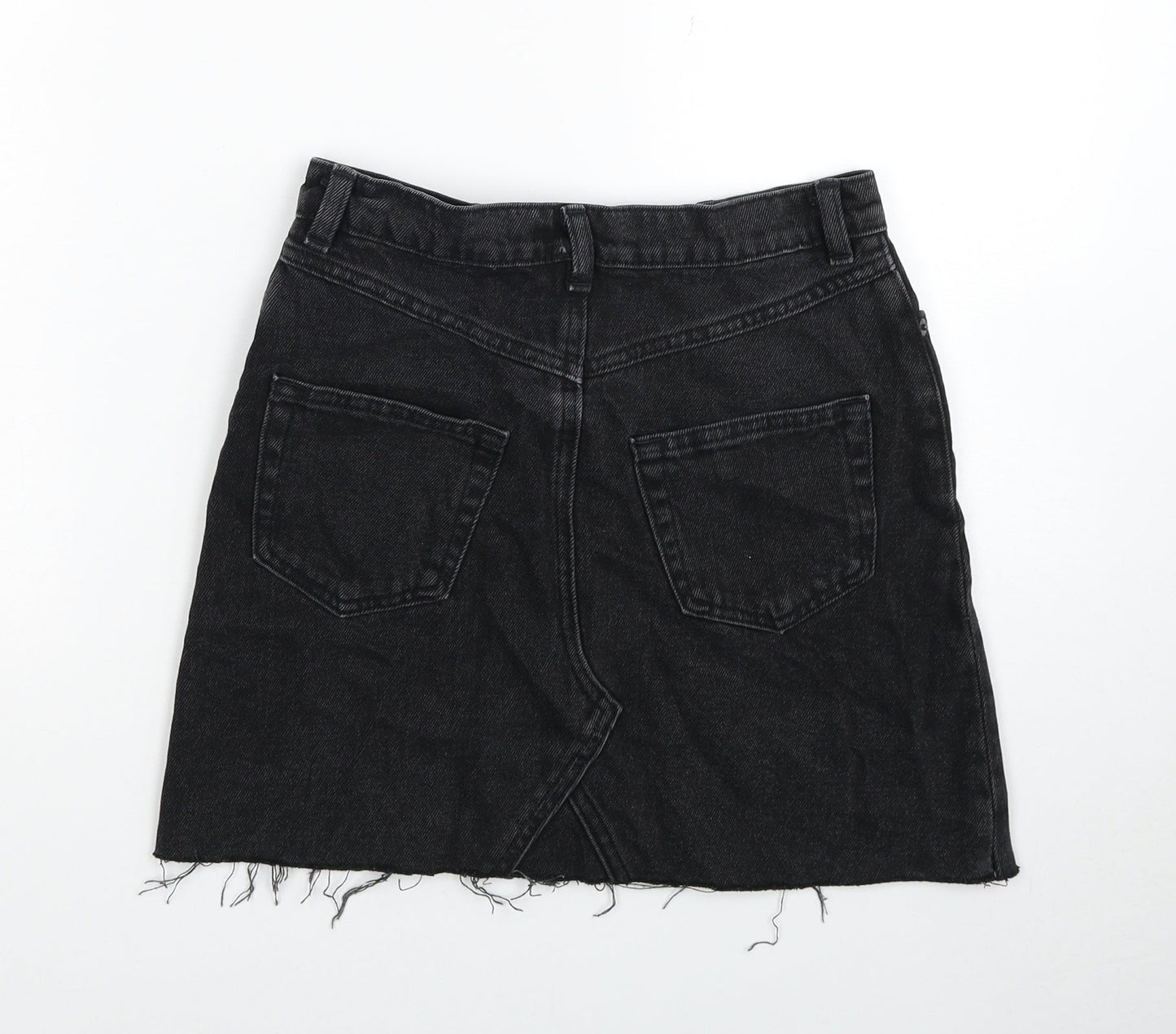 Monki Womens Black Cotton Mini Skirt Size 6 Zip