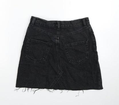 Monki Womens Black Cotton Mini Skirt Size 6 Zip