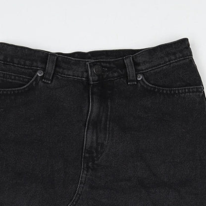 Monki Womens Black Cotton Mini Skirt Size 6 Zip