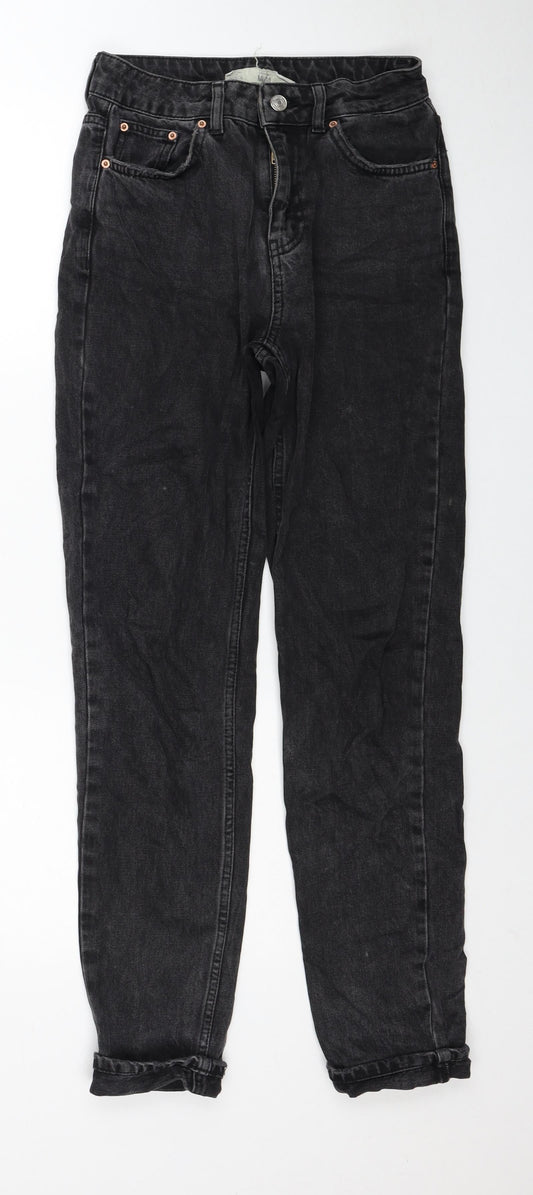 Topshop Womens Black Cotton Straight Jeans Size 26 in L34 in Regular Zip