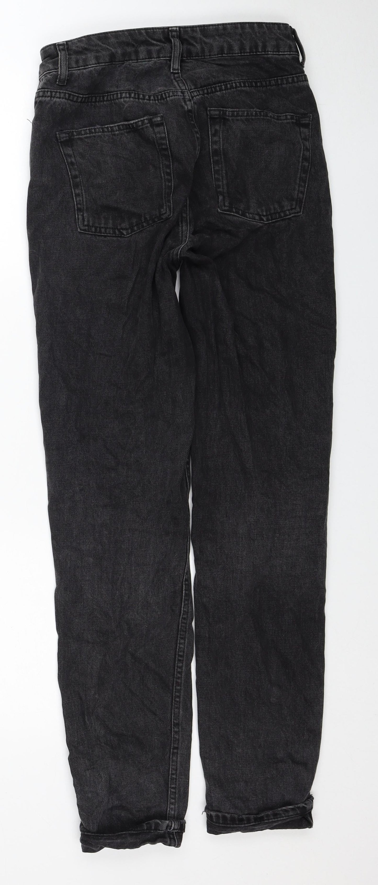 Topshop Womens Black Cotton Straight Jeans Size 26 in L34 in Regular Zip