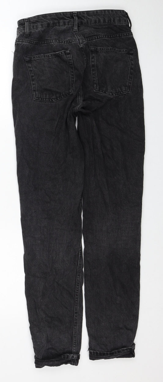 Topshop Womens Black Cotton Straight Jeans Size 26 in L34 in Regular Zip